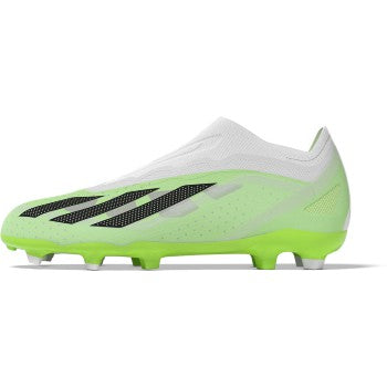 adidas Junior X Crazyfast.1 Laceless FG - White/Black/Lucid Lemon Youth Footwear   - Third Coast Soccer