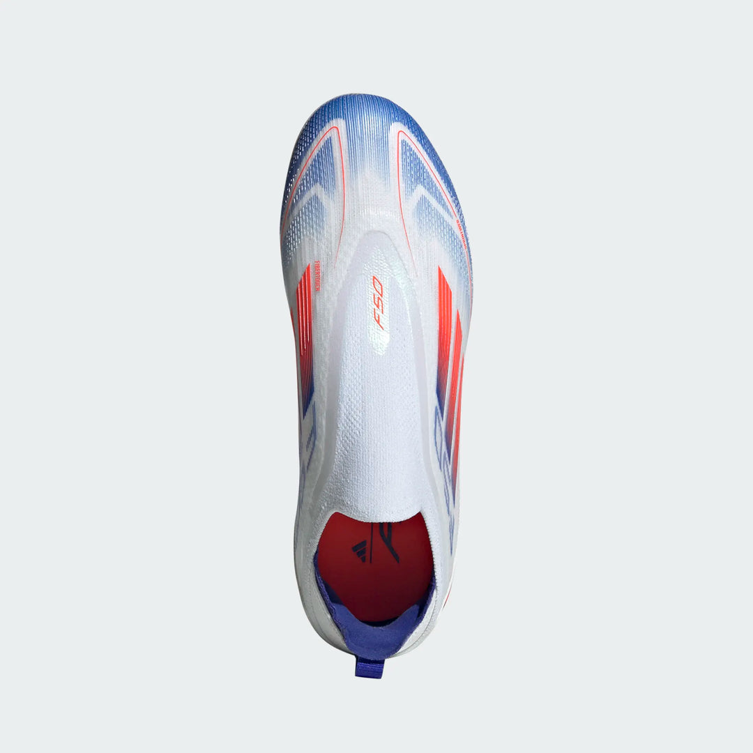 adidas Junior F50 Pro Laceless FG - White/Red/Blue Youth Footwear   - Third Coast Soccer