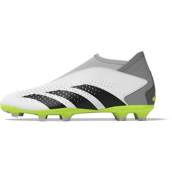 adidas Junior Predator Accuracy.3 Laceless FG - White/Black/Lucid Lemon Youth Footwear   - Third Coast Soccer