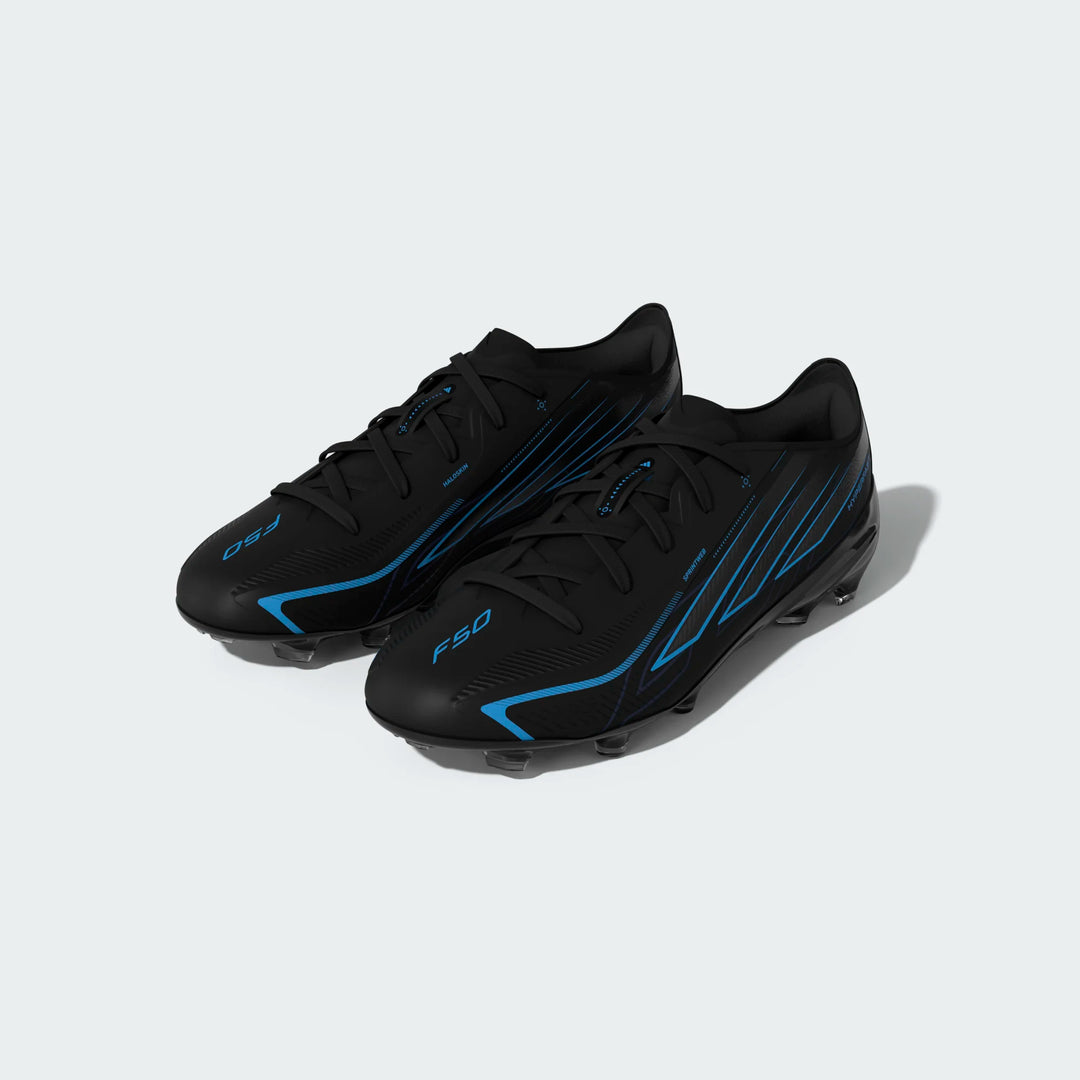 adidas Youth F50 Hyperfast Elite FG - Black Youth Footwear Core Black/Lucid Blue Youth 3 - Third Coast Soccer