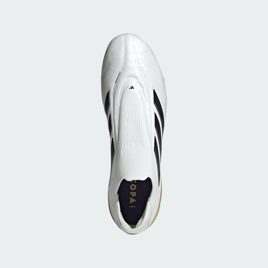 adidas Copa Pure III Elite Laceless FG - White/Black/Gold Men's Footwear - Third Coast Soccer