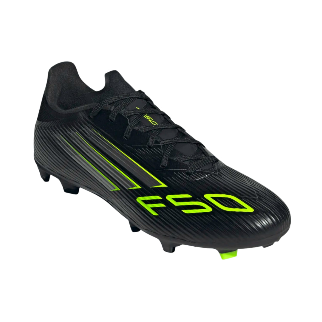 adidas F50 League FG/MG - Black/Iron Metallic/Lucid Lemon Men's Footwear - Third Coast Soccer