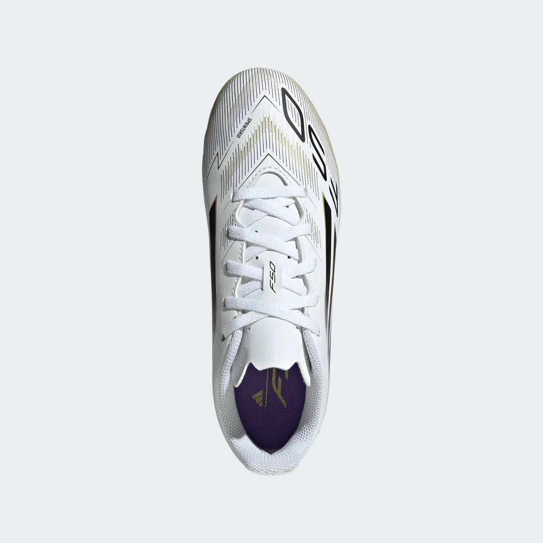 adidas Youth F50 Club FG - White/Black/Gold Youth Footwear - Third Coast Soccer