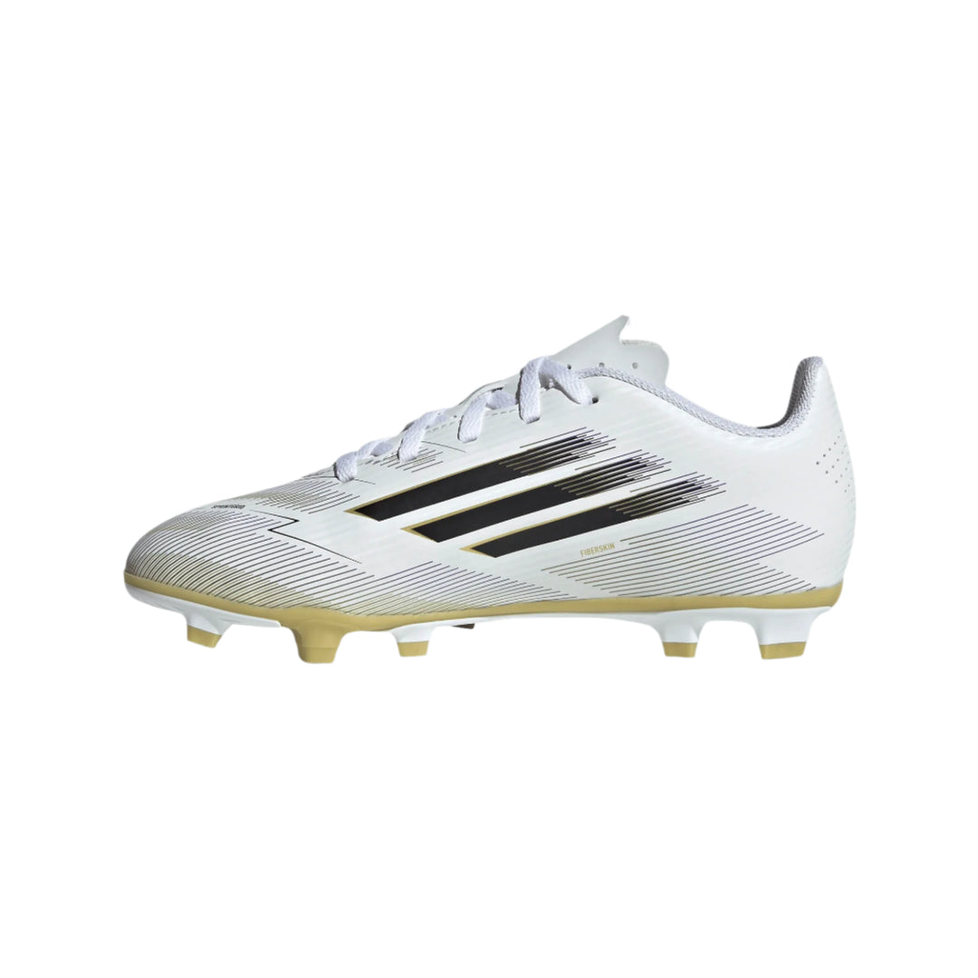 adidas Youth F50 Club FG - White/Black/Gold Youth Footwear - Third Coast Soccer