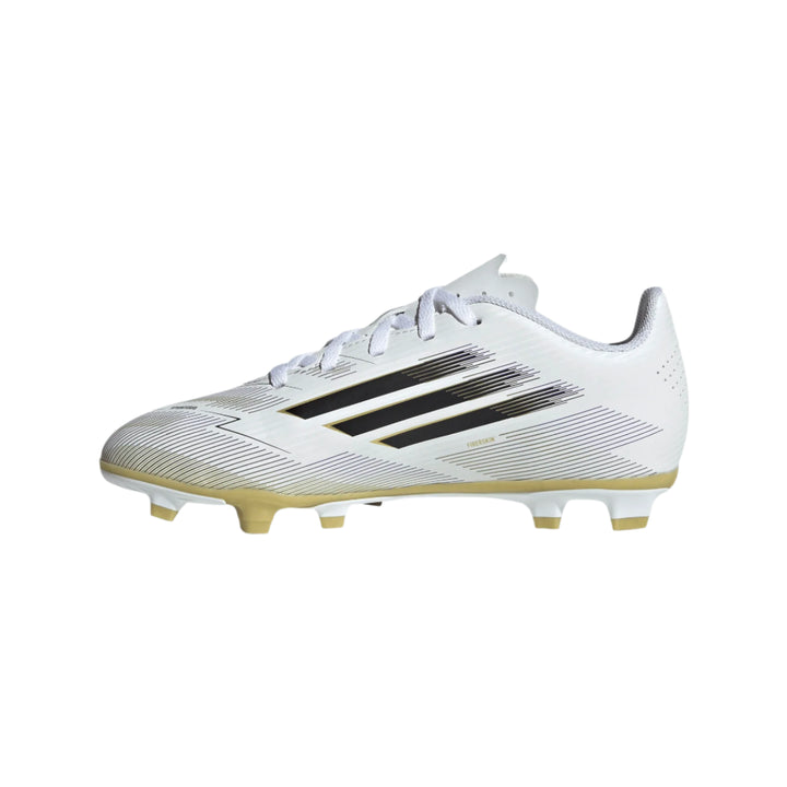 adidas Youth F50 Club FG - White/Black/Gold Youth Footwear - Third Coast Soccer