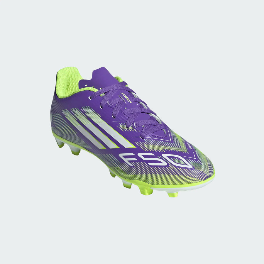 adidas Youth F50 Club FG/MG - Purple/Feather White/Lucid Lemon Youth Footwear - Third Coast Soccer