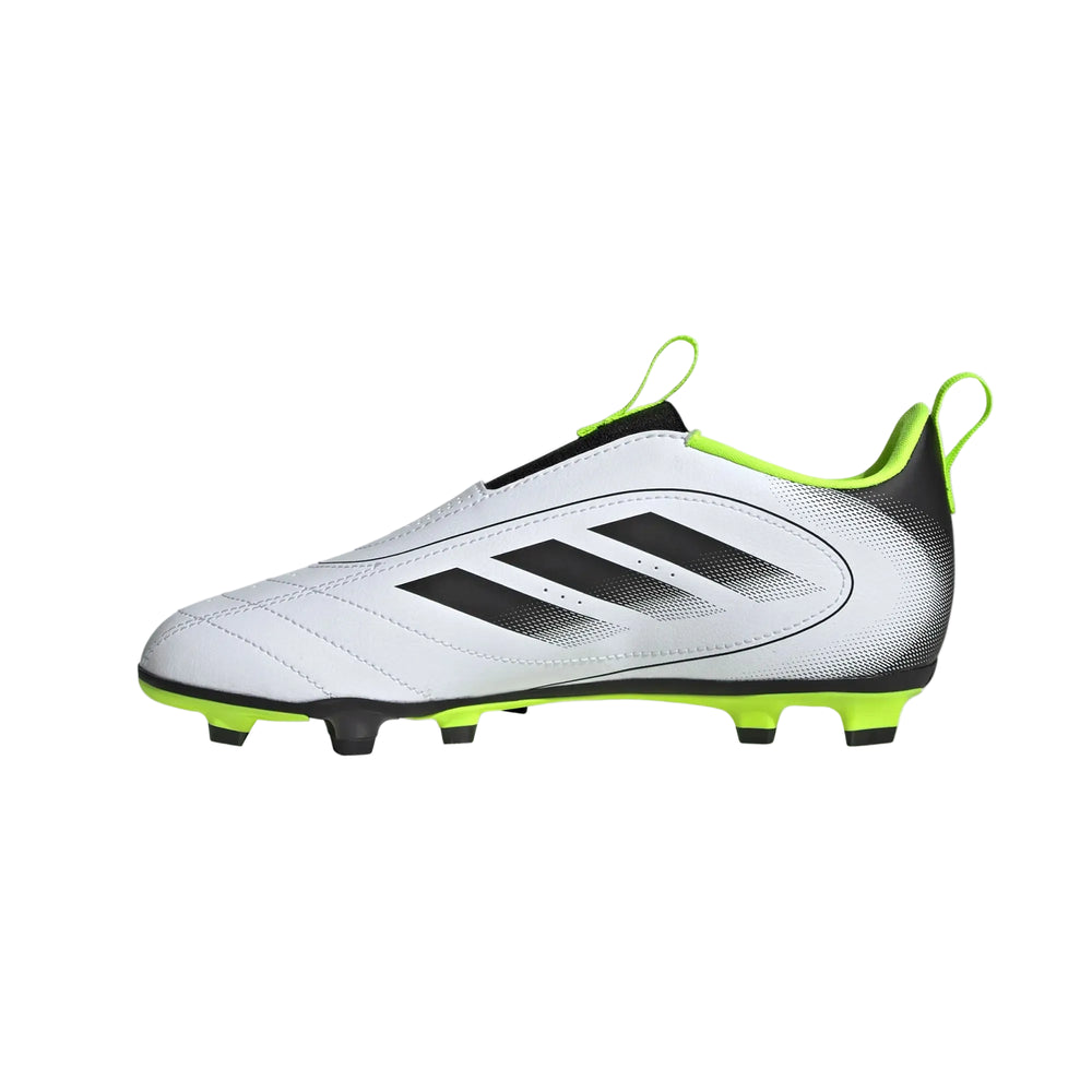 adidas Youth Goletto IX Laceless FG/MG - White/Black/Lucid Lemon Youth Footwear - Third Coast Soccer
