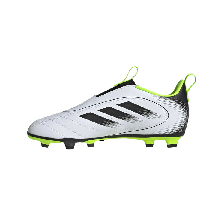 adidas Youth Goletto IX Laceless FG/MG - White/Black/Lucid Lemon