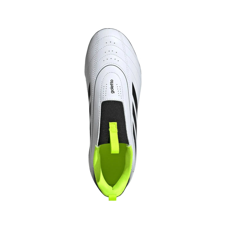 adidas Youth Goletto IX Laceless FG/MG - White/Black/Lucid Lemon