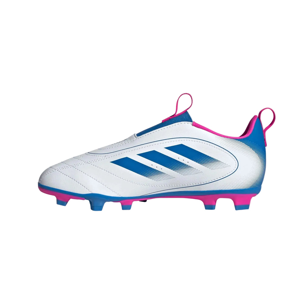 adidas Youth Goletto IX Laceless FG/MG - White/Royal/Pink Youth Footwear - Third Coast Soccer