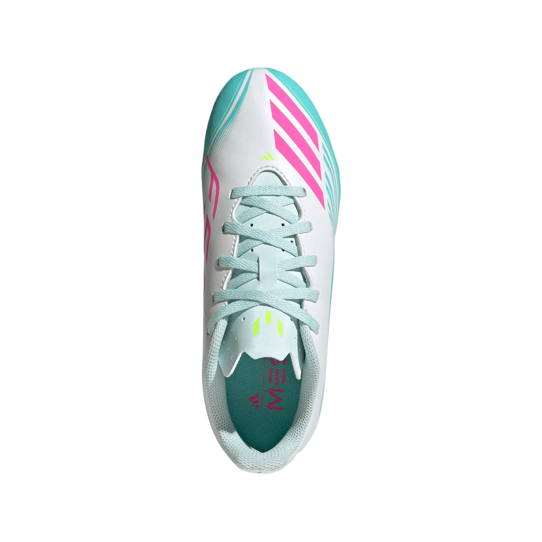 adidas Youth F50 Messi Club FG/MG - White/Pink/Aqua Youth Footwear - Third Coast Soccer