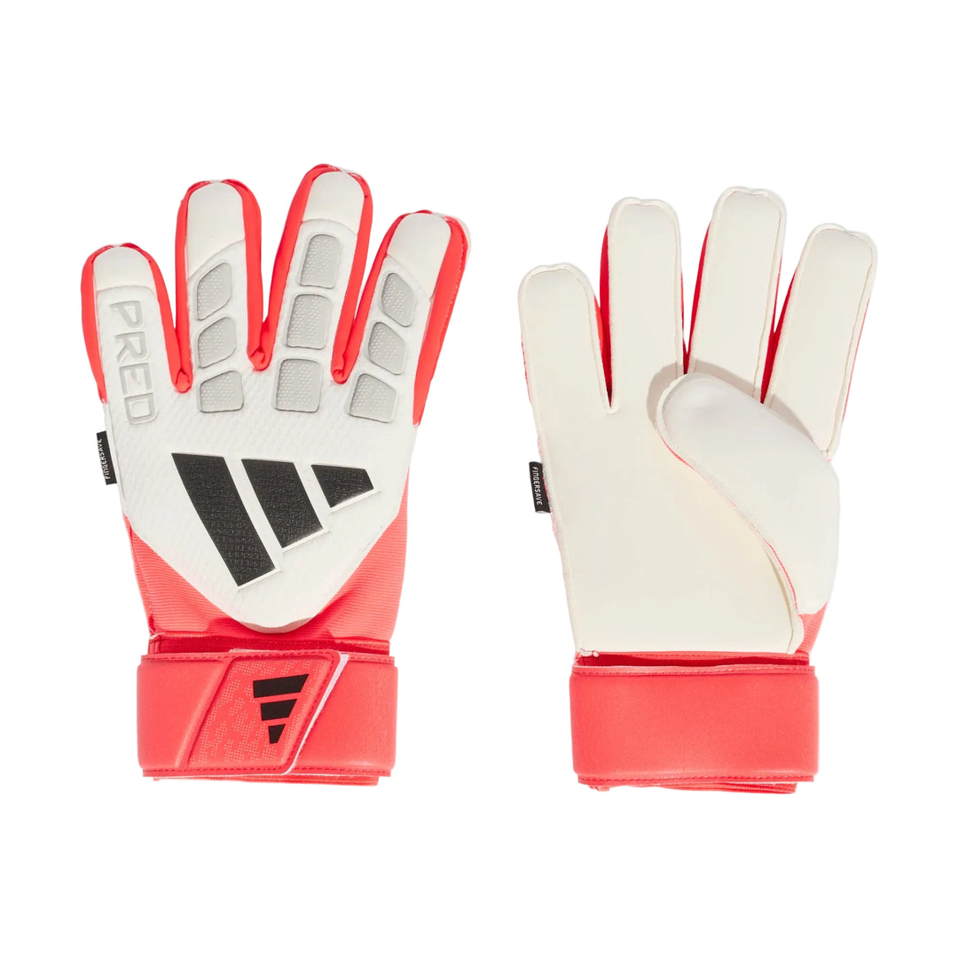adidas Predator Match Fingersave Goalkeeper Glove - White/Red/Black Gloves - Third Coast Soccer