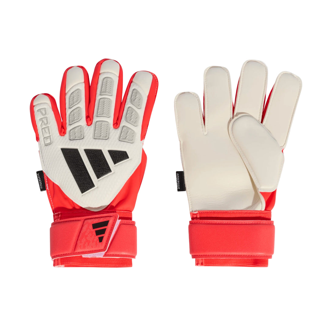 adidas Youth Predator Match Fingersave Goalkeeper Glove - White/Red/Black Gloves - Third Coast Soccer