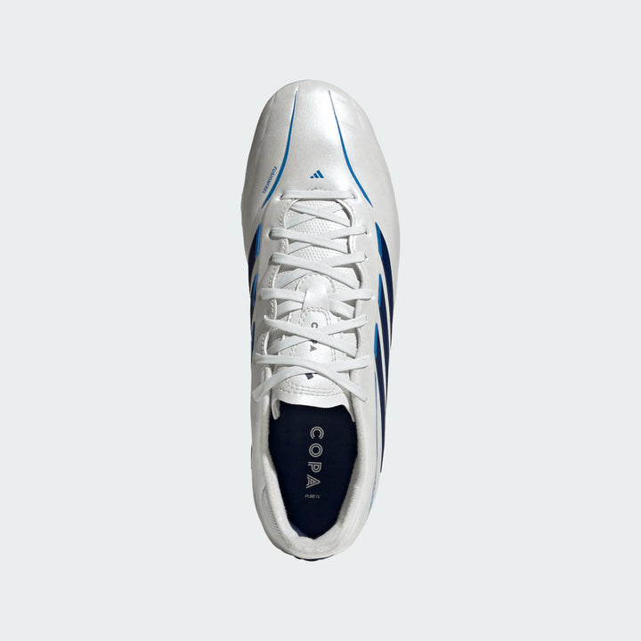 adidas Copa Pure IV League FG - White/Metallic/Blue Mens Footwear - Third Coast Soccer