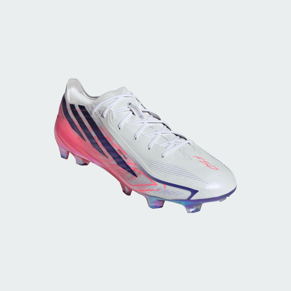adidas F50 Hyperfast Elite FG - White/Solar Purple/Solar Turbo Men's Footwear Feather White/Solar Purple/Solar Turbo Mens 6.5 - Third Coast Soccer