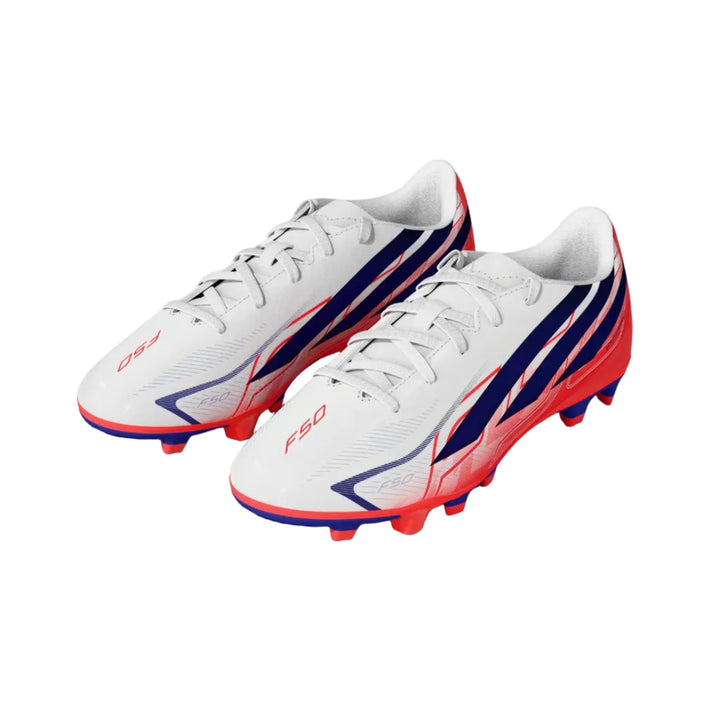 adidas Youth F50 Hyperfast Club FG - White/Solar Purple/Solar Turbo