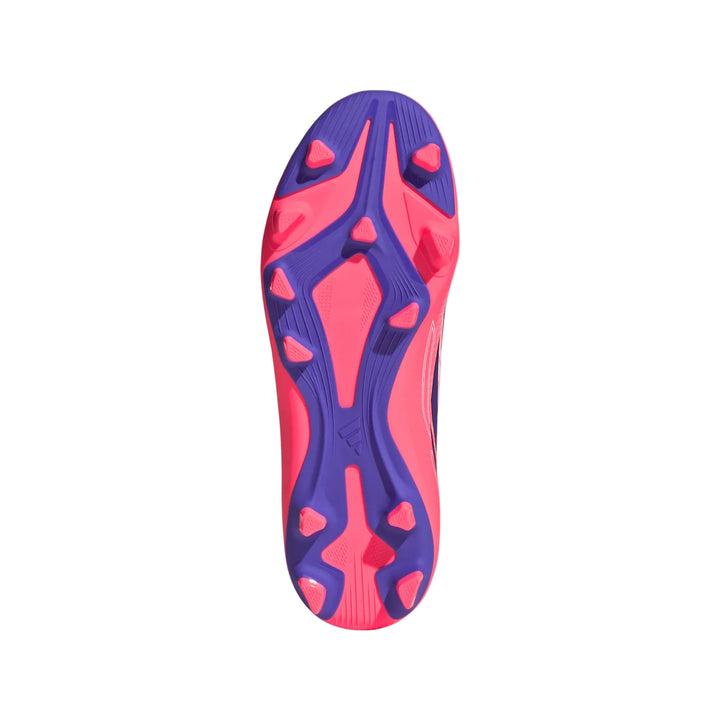 adidas Youth F50 Hyperfast Club FG - White/Solar Purple/Solar Turbo