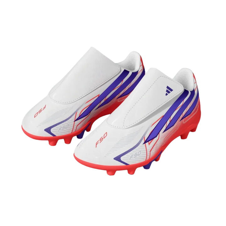 adidas F50 Hyperfast Club Velcro FG/MG - White/Solar Purple/Solar Turbo