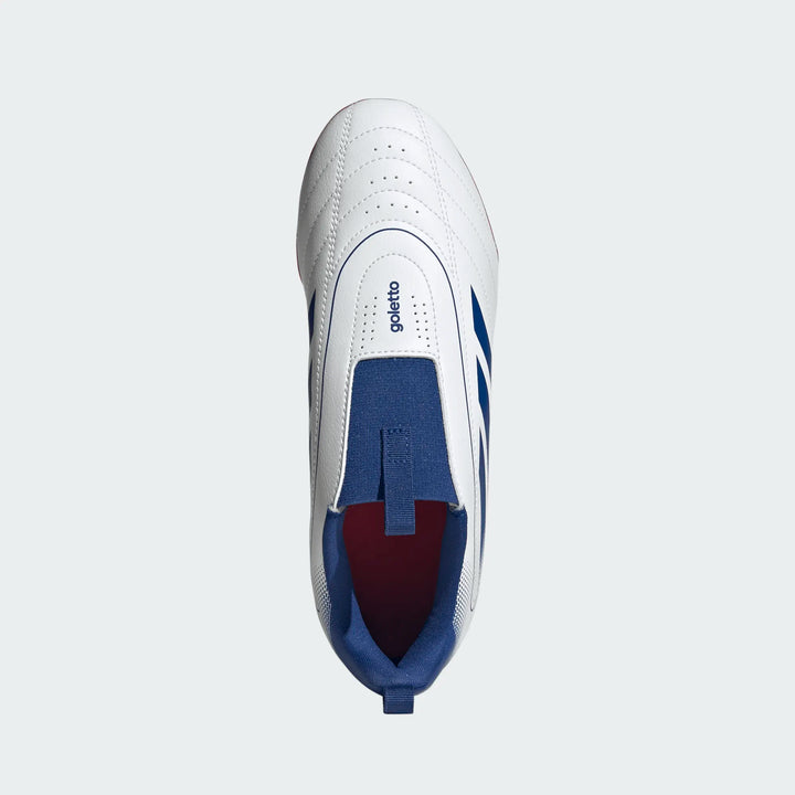 adidas Youth Goletto IX Laceless FG - White/Royal/Scarlet Youth Footwear - Third Coast Soccer