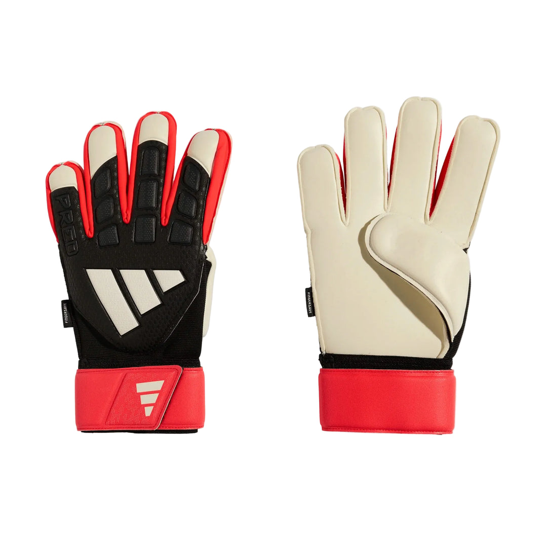 adidas Predator Match Fingersave Goalkeeper Glove - Black/White/Red Gloves - Third Coast Soccer