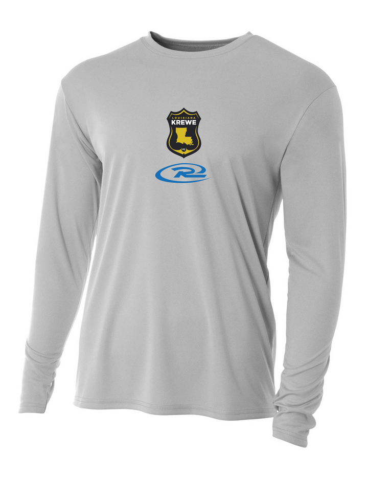 A4 LA Krewe-Rush Long-Sleeve Shirt FC - Black, Silver Or White LA Krewe Rush Spiritwear Silver Mens Small - Third Coast Soccer