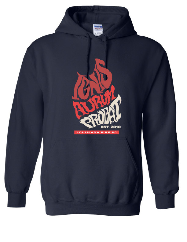Louisiana Fire Latin Hooded Sweatshirt Louisiana Fire SC Spiritwear Navy Youth Small - Third Coast Soccer