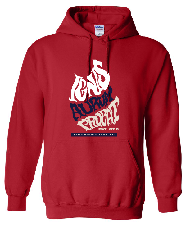 Louisiana Fire Latin Hooded Sweatshirt Louisiana Fire SC Spiritwear Red Youth Small - Third Coast Soccer