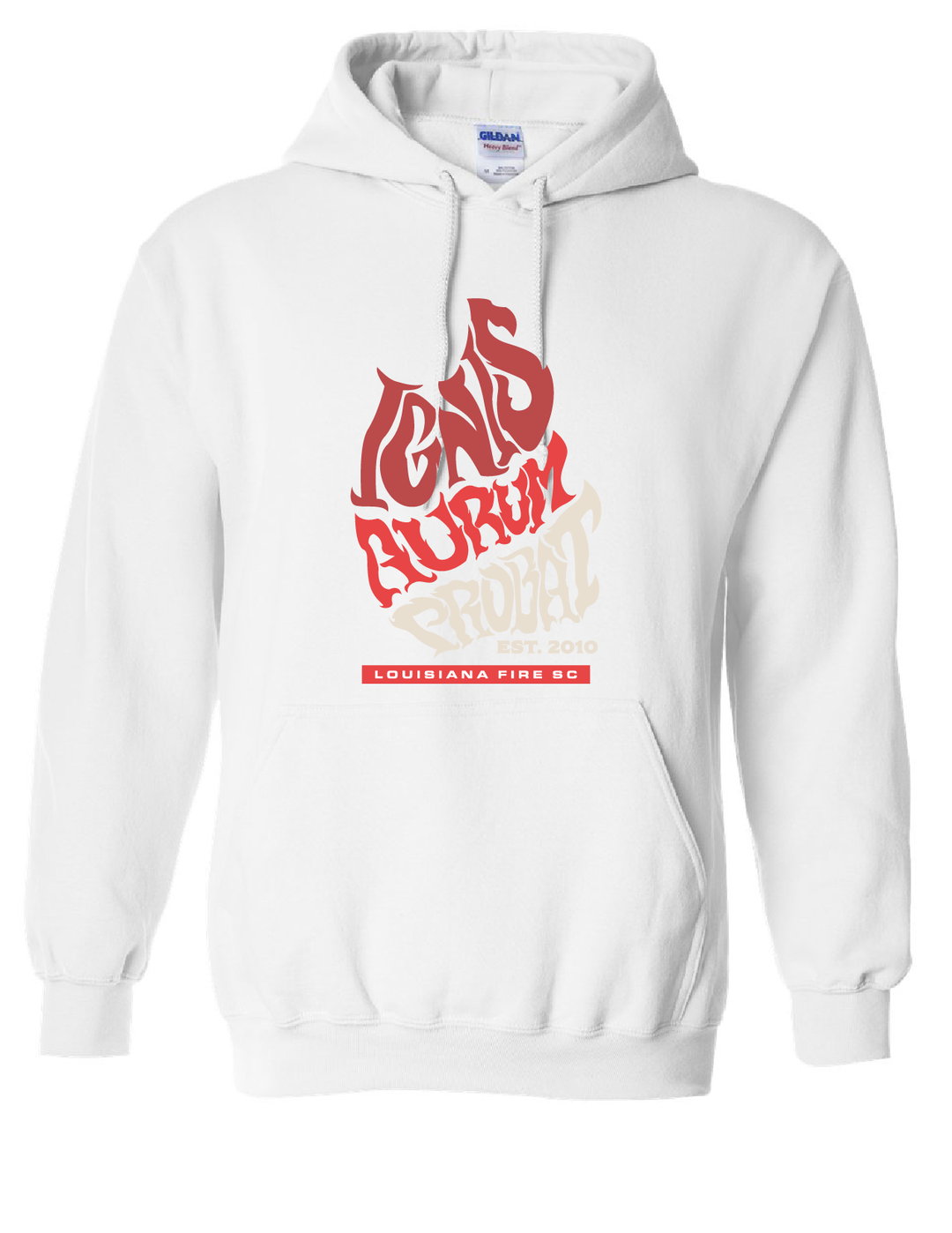 Louisiana Fire Latin Hooded Sweatshirt Louisiana Fire SC Spiritwear White Youth Small - Third Coast Soccer