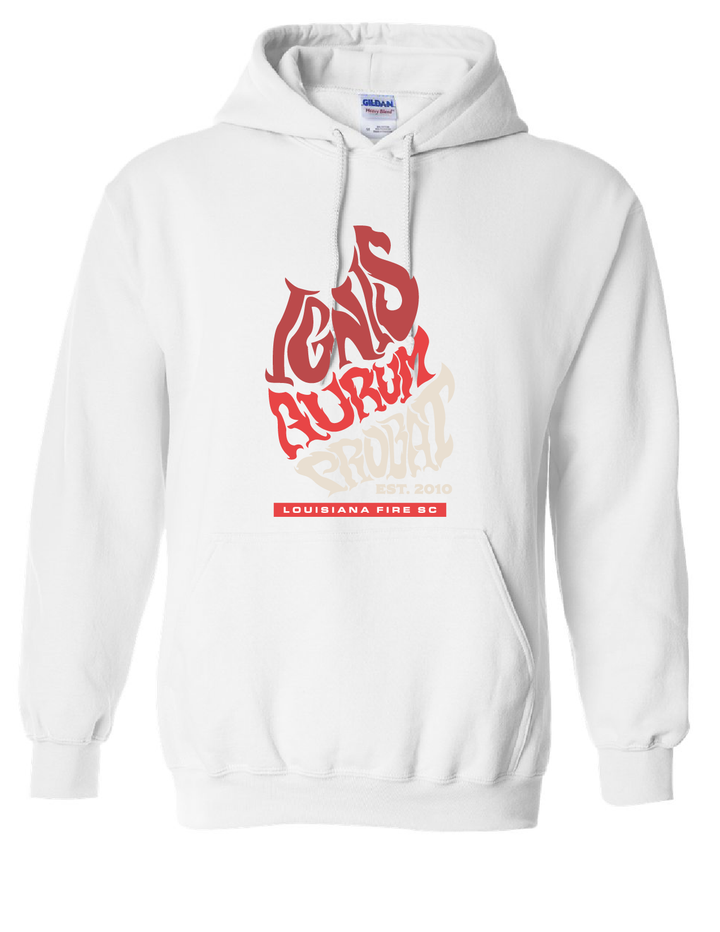 Louisiana Fire Latin Hooded Sweatshirt Louisiana Fire SC Spiritwear White Youth Small - Third Coast Soccer