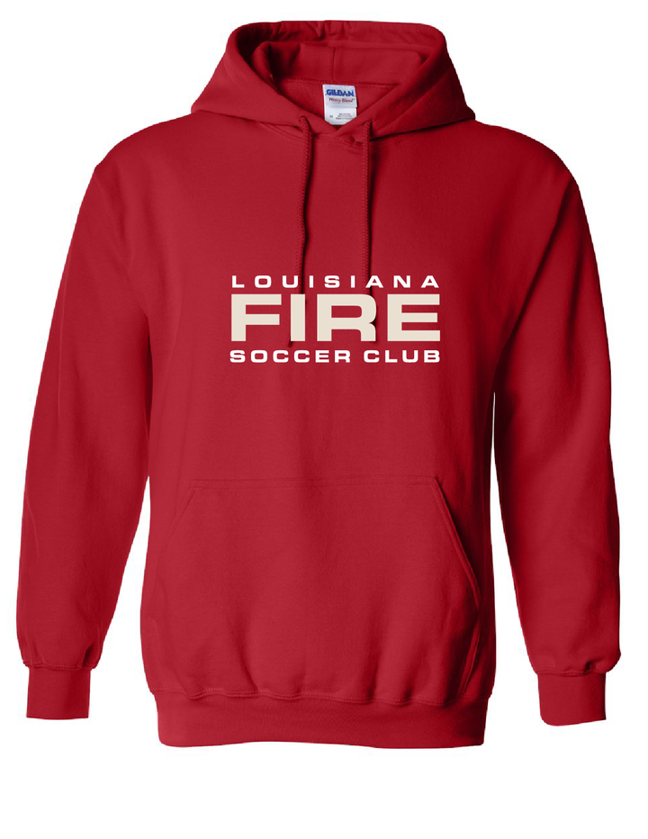 Louisiana Fire Wordmark Hooded Sweatshirt Louisiana Fire SC Spiritwear Red Youth Small - Third Coast Soccer
