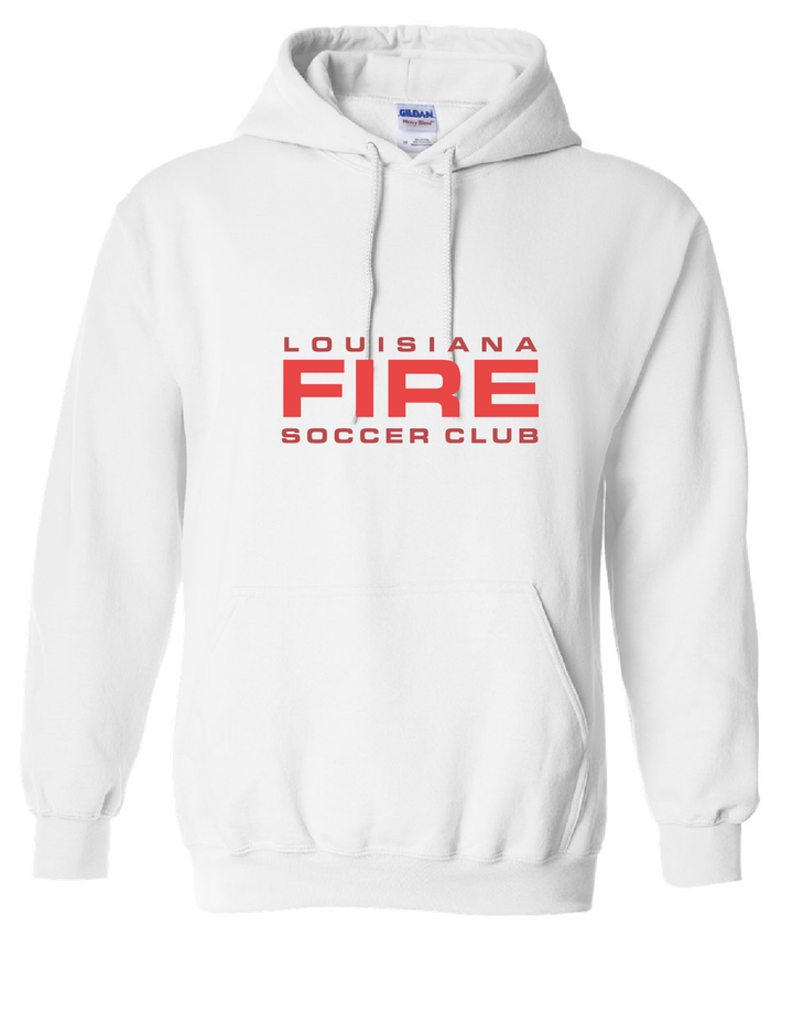 Louisiana Fire Wordmark Hooded Sweatshirt Louisiana Fire SC Spiritwear White Youth Small - Third Coast Soccer