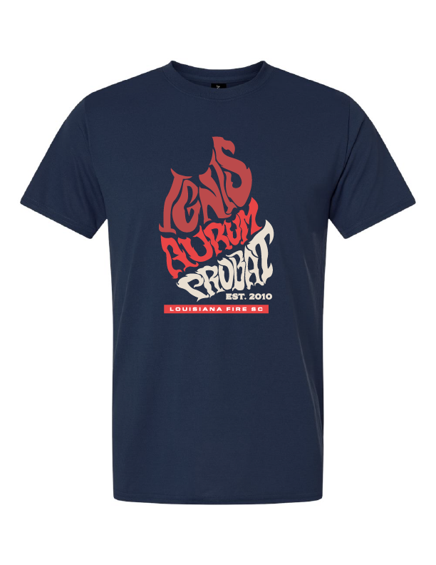 Louisiana Fire Latin Tee Louisiana Fire Spiritwear Navy Mens Small - Third Coast Soccer