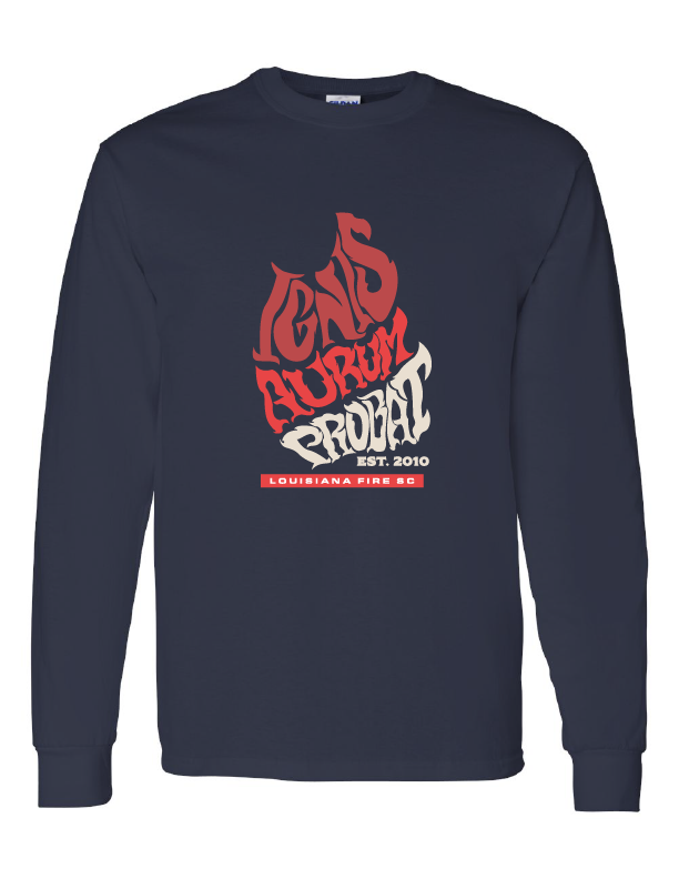 Louisiana Fire Latin LS Tee Louisiana Fire Spiritwear Navy Mens Small - Third Coast Soccer