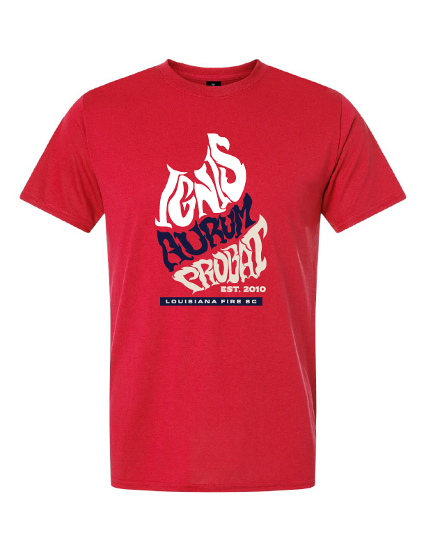 Louisiana Fire Latin Tee Louisiana Fire Spiritwear Red Mens Small - Third Coast Soccer