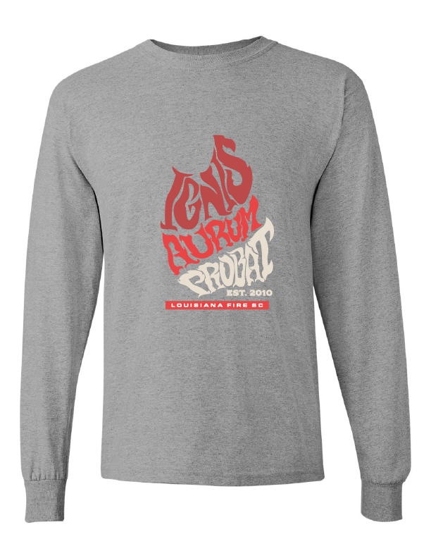Louisiana Fire Latin LS Tee Louisiana Fire Spiritwear Sport Grey Mens Small - Third Coast Soccer