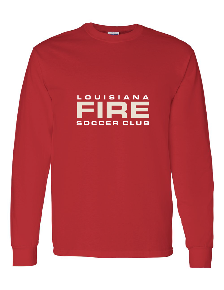 Louisiana Fire Wordmark LS Tee Louisiana Fire Spiritwear Red Mens Small - Third Coast Soccer