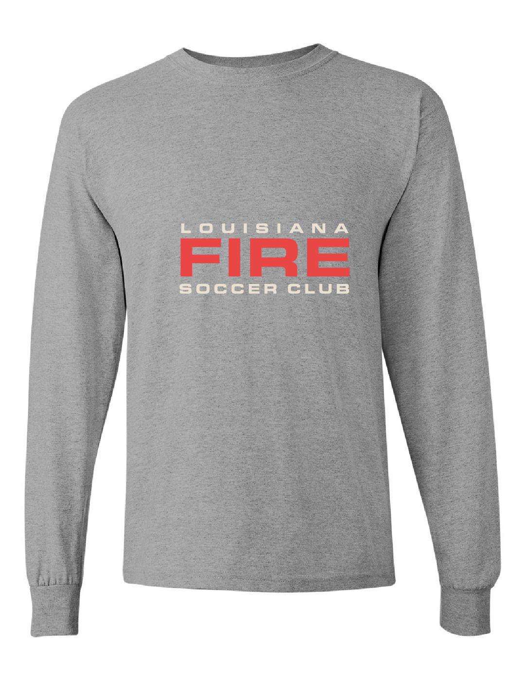 Louisiana Fire Wordmark LS Tee Louisiana Fire Spiritwear Sport Grey Mens Small - Third Coast Soccer