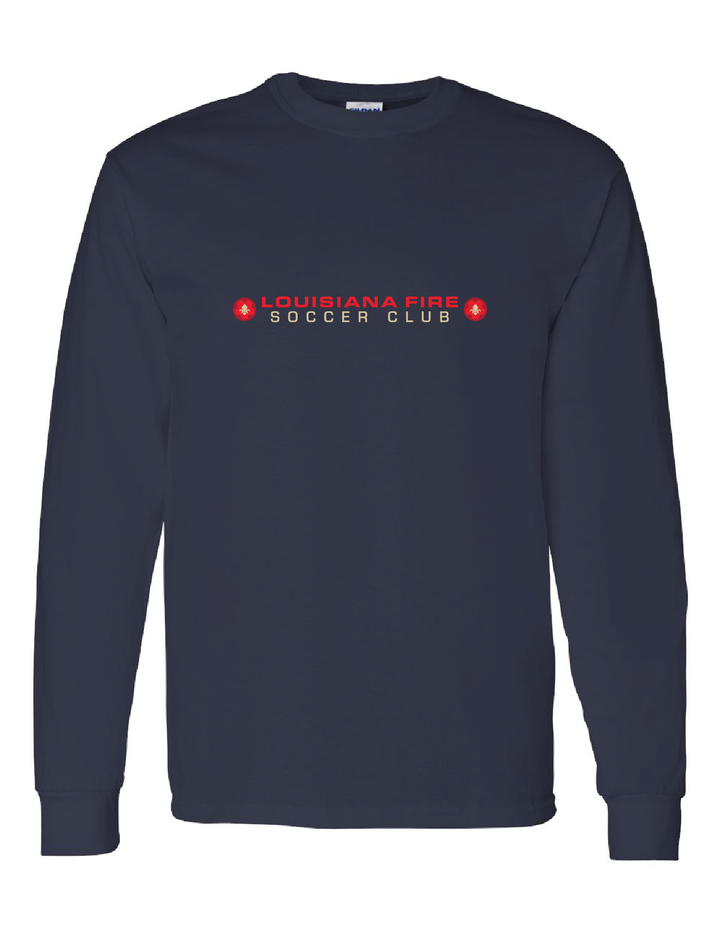 Louisiana Fire Stack LS Tee Louisiana Fire Spiritwear Navy Mens Small - Third Coast Soccer