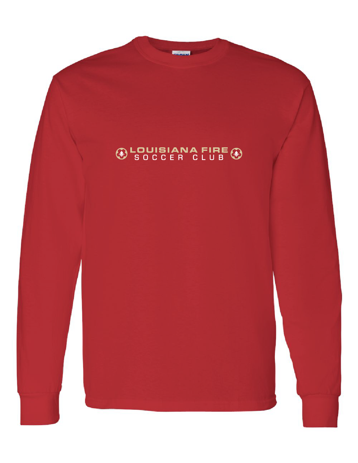 Louisiana Fire Stack LS Tee Louisiana Fire Spiritwear Red Mens Small - Third Coast Soccer