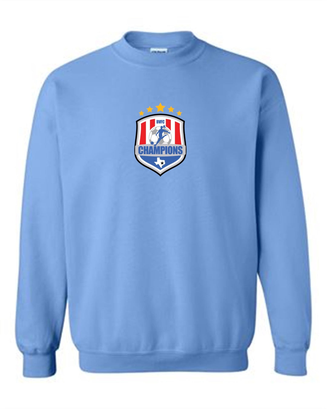 BVFC Crew Neck Sweatshirt BVFC Light Blue Center Chest 6.5" - Third Coast Soccer