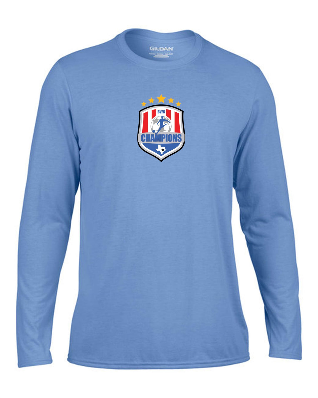 BVFC Long-Sleeve Shirt BVFC Light Blue Center Chest 6.5" - Third Coast Soccer