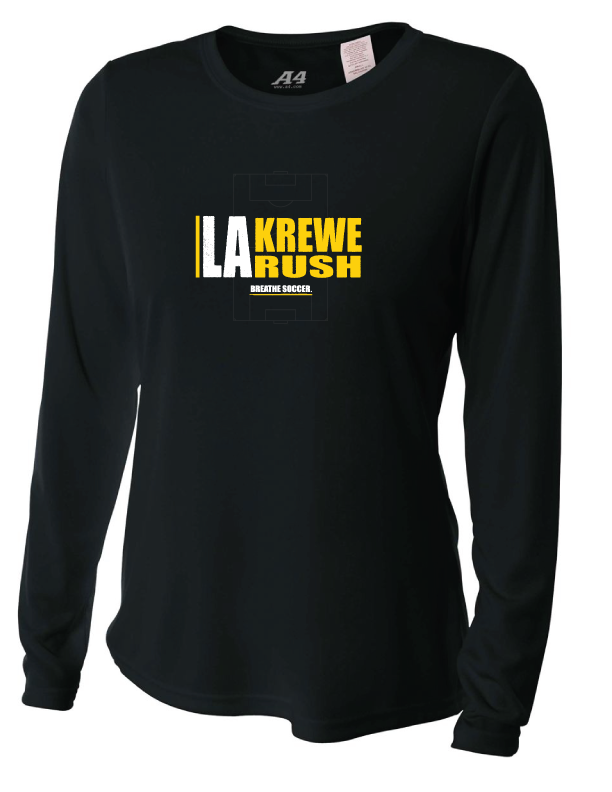 A4 La Krewe-Rush Long-Sleeve Shirt - Breathe Soccer - Black, Silver Or White LA KREWE RUSH Black Womens Small - Third Coast Soccer