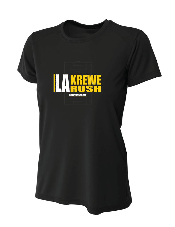 A4 LA Krewe-Rush Short-Sleeve Shirt - Breathe Soccer - Black, Silver Or White LA Krewe Rush Spiritwear Black Womens Small - Third Coast Soccer