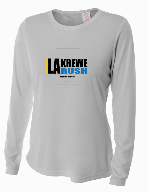 A4 La Krewe-Rush Long-Sleeve Shirt - Breathe Soccer - Black, Silver Or White LA KREWE RUSH Silver Womens Small - Third Coast Soccer