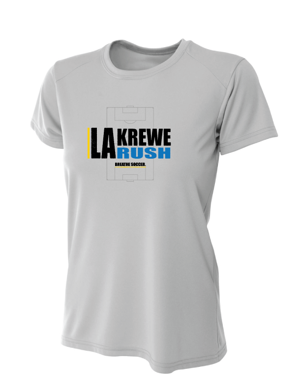 A4 LA Krewe-Rush Short-Sleeve Shirt - Breathe Soccer - Black, Silver Or White LA Krewe Rush Spiritwear Silver Womens Small - Third Coast Soccer