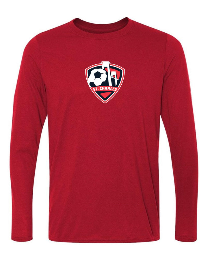 SCSL Long-Sleeve T-Shirt St. Charles Soccer Spiritwear Red Mens Small - Third Coast Soccer