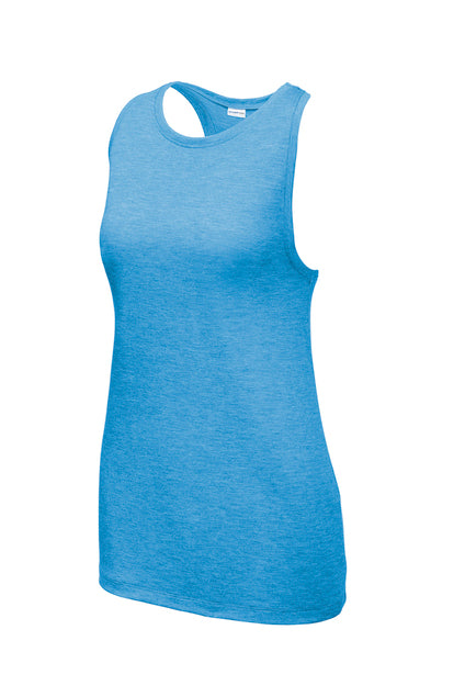 Sport-Tek Women's PosiCharge Wicking Racerback Tank T-Shirts Pond Blue Heather Womens XSmall - Third Coast Soccer
