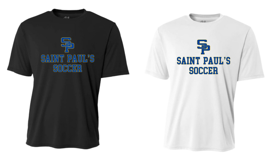 A4 Saint Paul's Cooling Performance Crew Short-Sleeve Shirt - Black or White St. Pauls 24 - Third Coast Soccer