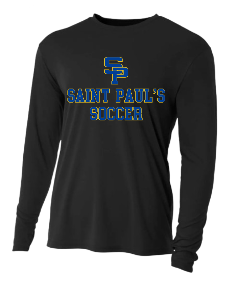 A4 Saint Paul's Cooling Performance Crew Long-sleeve Shirt - Black or White St. Pauls 24 Black Mens Small - Third Coast Soccer