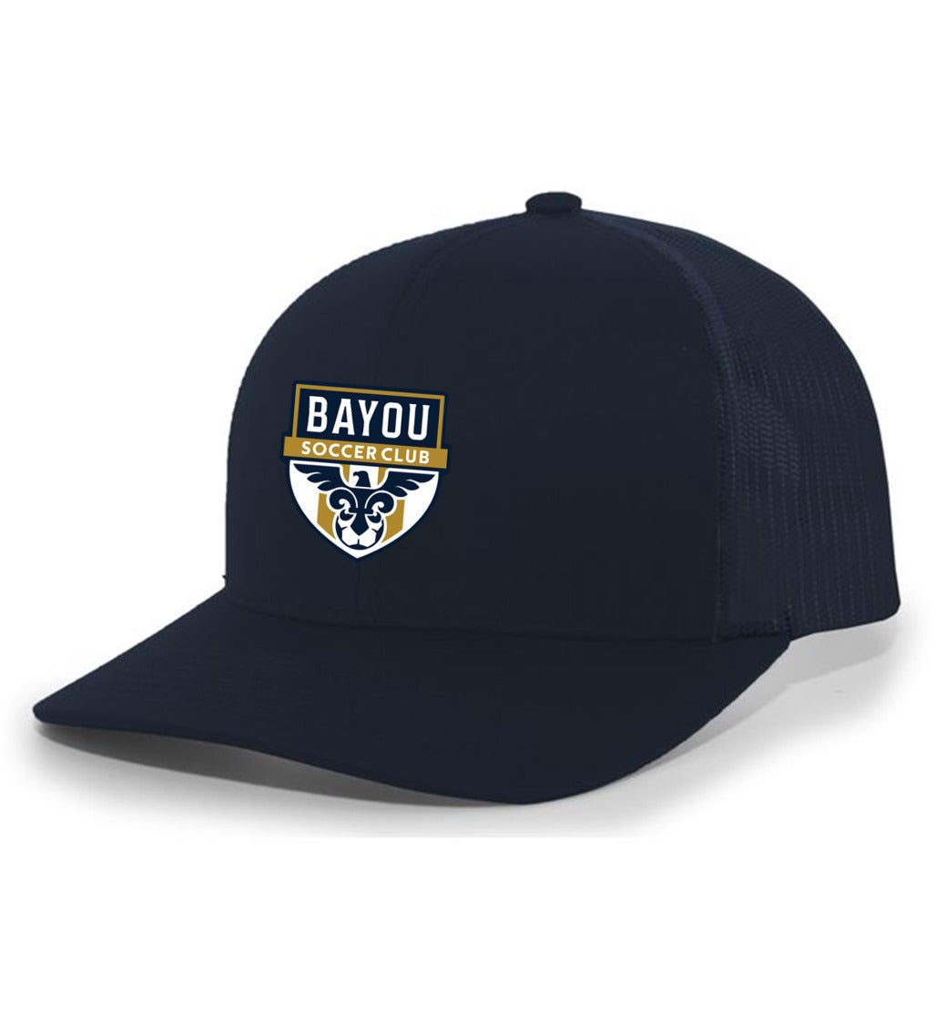 TCS Bayou Soccer Club Trucker Hat Bayou Soccer Club Spiritwear NAVY/NAVY FULL COLOR PATCH - Third Coast Soccer